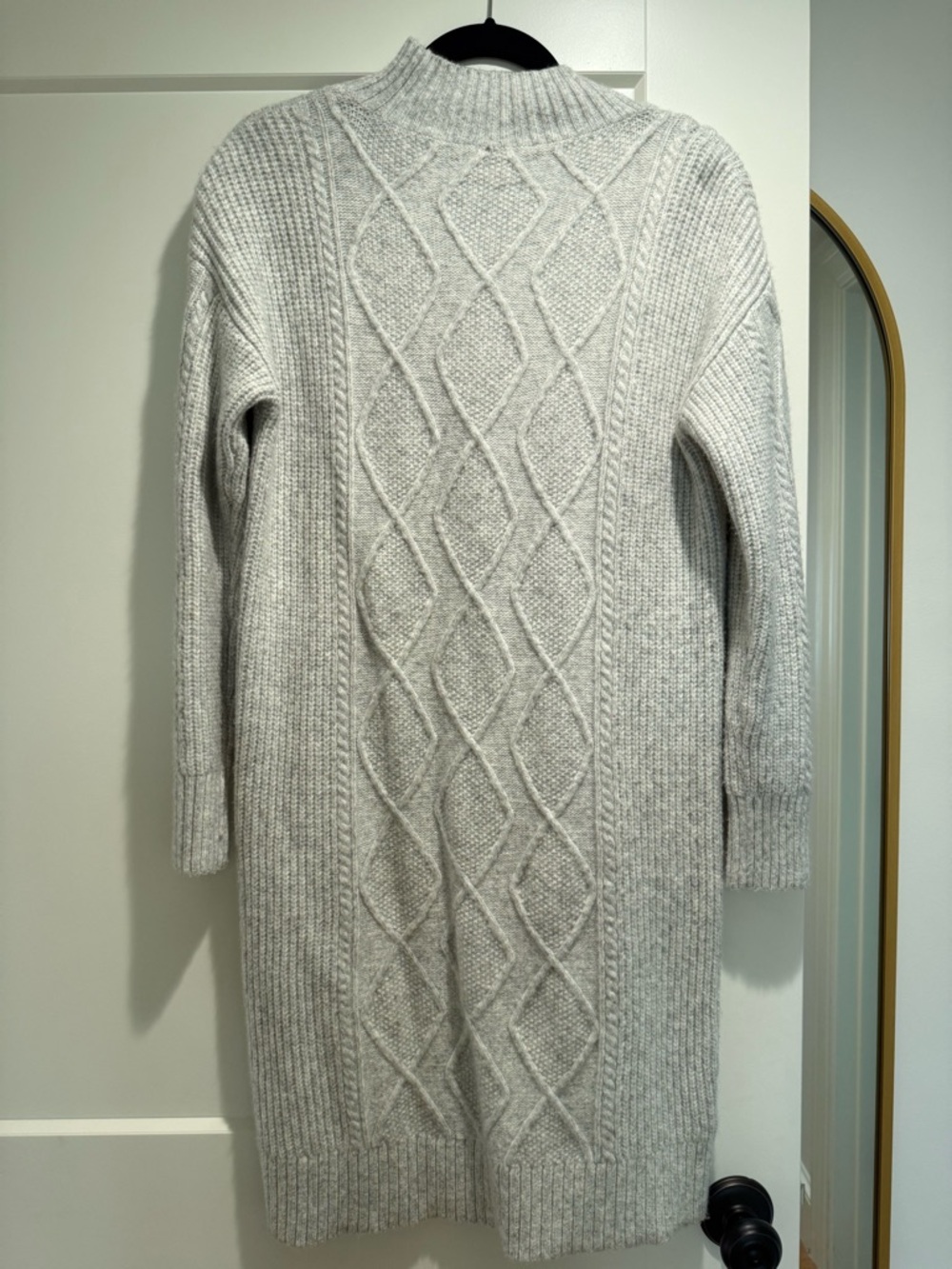 LOFT Light Gray Cable-Knit High-Low Sweater Dress